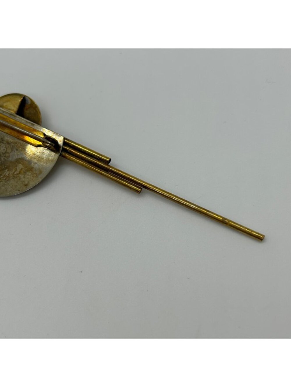Vintage 1980s Modernist Silver-tone  & Brass Geometric Brooch Art Pin Mixed Meta - Picture 10 of 14